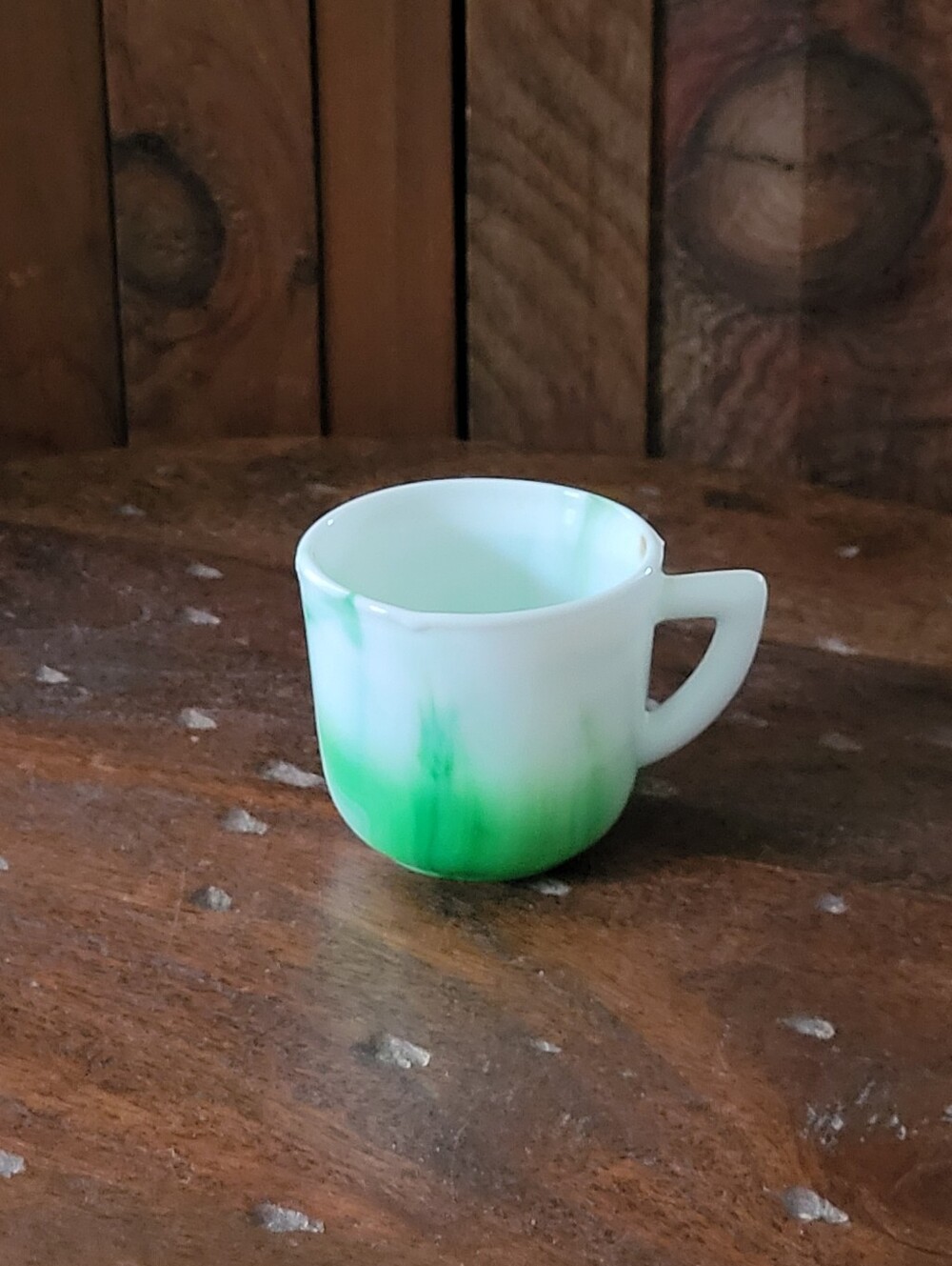 White and Green Glass Cup